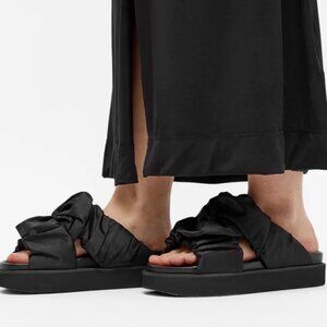 GANNI Ruched Platform Slides in Black